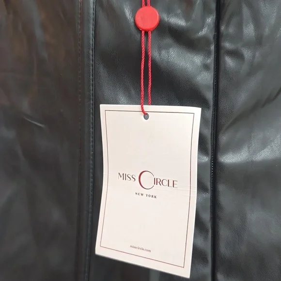 MISS CIRCLE 38 Maayan Black Vegan Leather Corset High Slit Drop Waist Maxi Dres